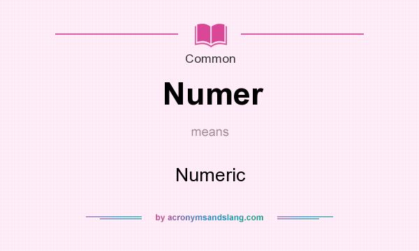 What does Numer mean? It stands for Numeric