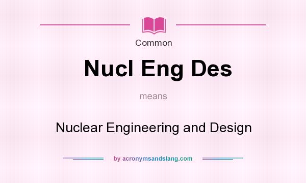 What does Nucl Eng Des mean? It stands for Nuclear Engineering and Design
