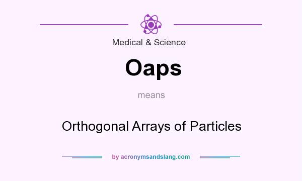 What does Oaps mean? It stands for Orthogonal Arrays of Particles