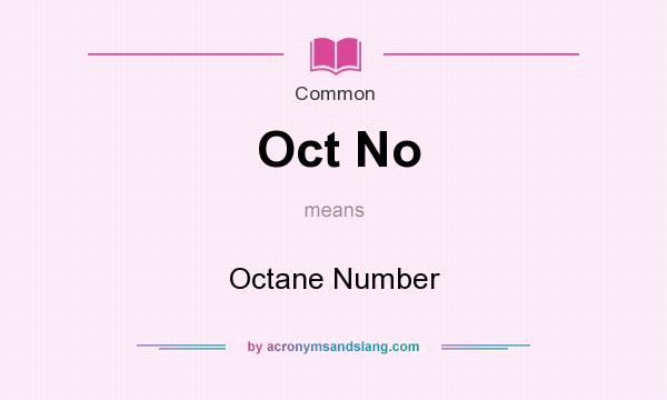 What does Oct No mean? It stands for Octane Number