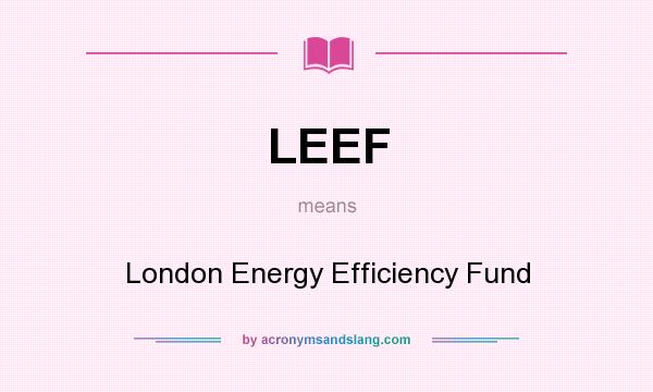What does LEEF mean? It stands for London Energy Efficiency Fund