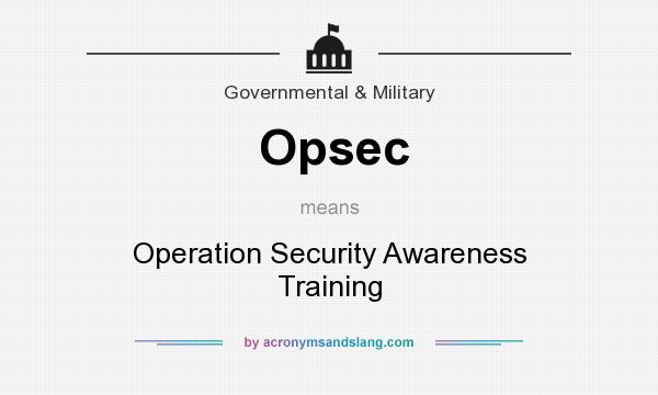 What does Opsec mean? It stands for Operation Security Awareness Training