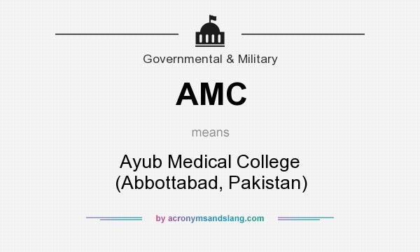 What does AMC mean? It stands for Ayub Medical College (Abbottabad, Pakistan)