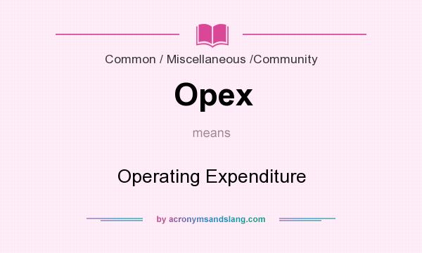 What does Opex mean? It stands for Operating Expenditure