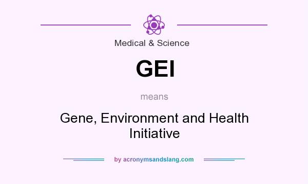 What does GEI mean? It stands for Gene, Environment and Health Initiative