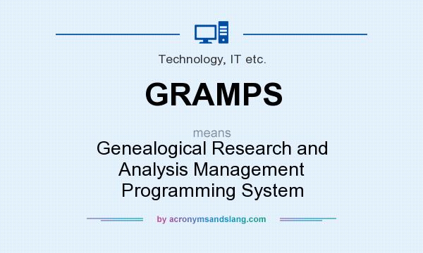 What does GRAMPS mean? It stands for Genealogical Research and Analysis Management Programming System