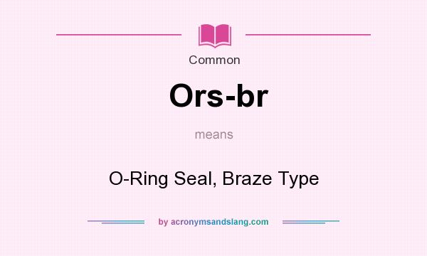 What does Ors-br mean? It stands for O-Ring Seal, Braze Type