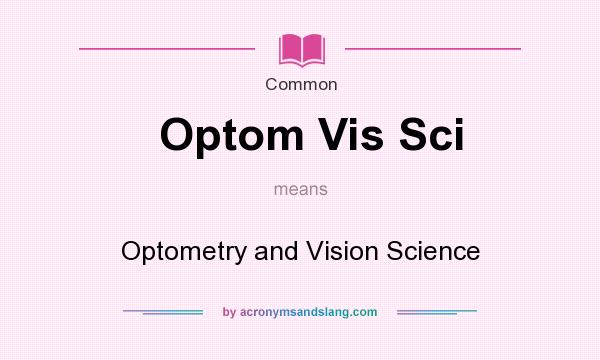 What does Optom Vis Sci mean? It stands for Optometry and Vision Science