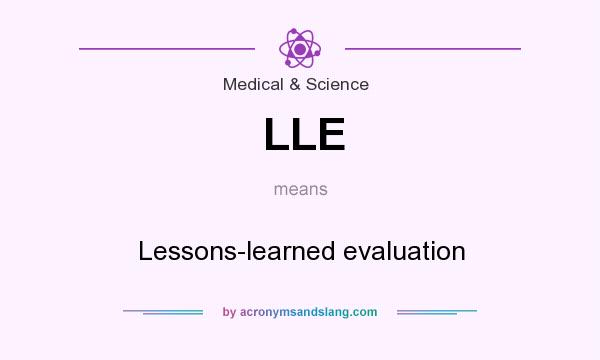 What does LLE mean? It stands for Lessons-learned evaluation
