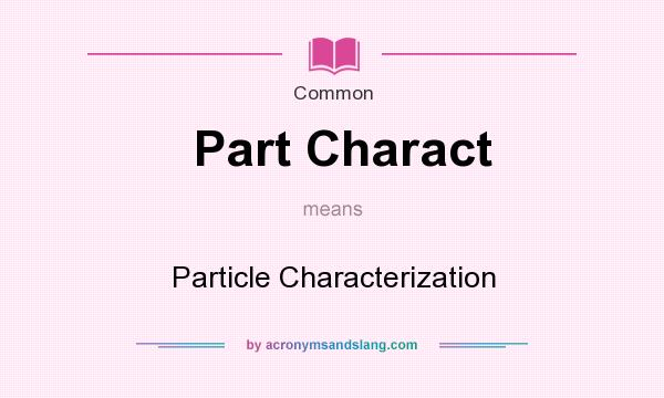 What does Part Charact mean? It stands for Particle Characterization
