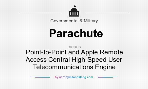 What does Parachute mean? It stands for Point-to-Point and Apple Remote Access Central High-Speed User Telecommunications Engine