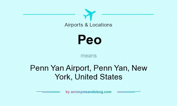 What does Peo mean? It stands for Penn Yan Airport, Penn Yan, New York, United States