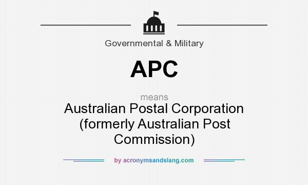 What does APC mean? It stands for Australian Postal Corporation (formerly Australian Post Commission)