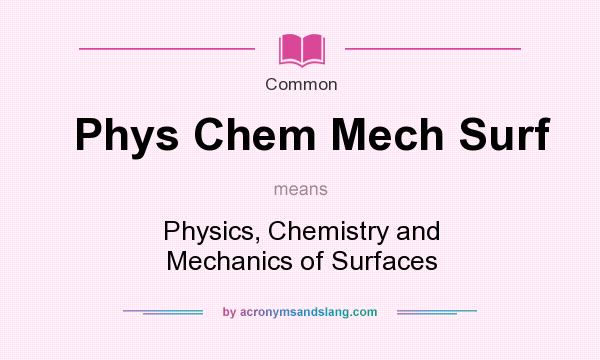 What does Phys Chem Mech Surf mean? It stands for Physics, Chemistry and Mechanics of Surfaces