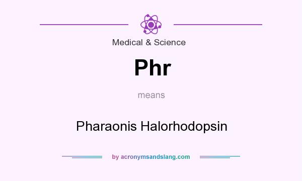 What does Phr mean? It stands for Pharaonis Halorhodopsin