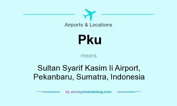 What does Pku mean? It stands for Sultan Syarif Kasim Ii Airport, Pekanbaru, Sumatra, Indonesia