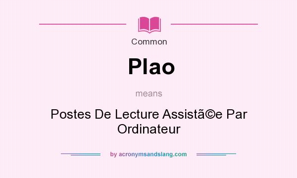 What does Plao mean? It stands for Postes De Lecture Assiste Par Ordinateur