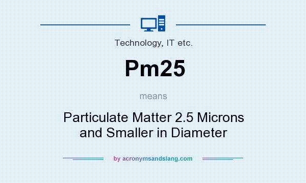 What does Pm25 mean? It stands for Particulate Matter 2.5 Microns and Smaller in Diameter