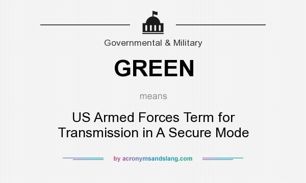 What does GREEN mean? It stands for US Armed Forces Term for Transmission in A Secure Mode