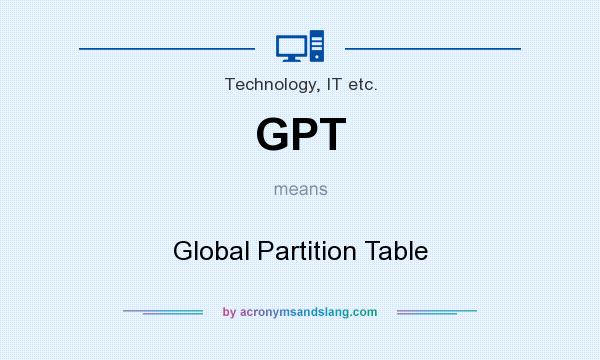 What does GPT mean? It stands for Global Partition Table