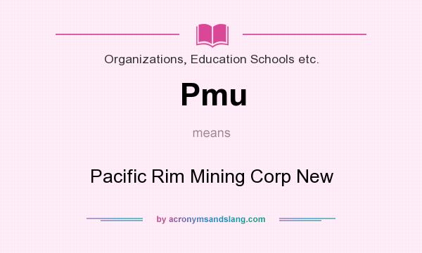 What does Pmu mean? It stands for Pacific Rim Mining Corp New