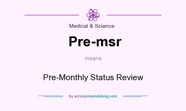 What does Pre-msr mean? It stands for Pre-Monthly Status Review