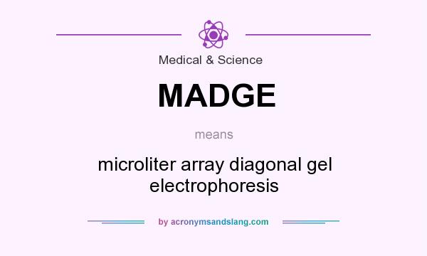 What does MADGE mean? It stands for microliter array diagonal gel electrophoresis