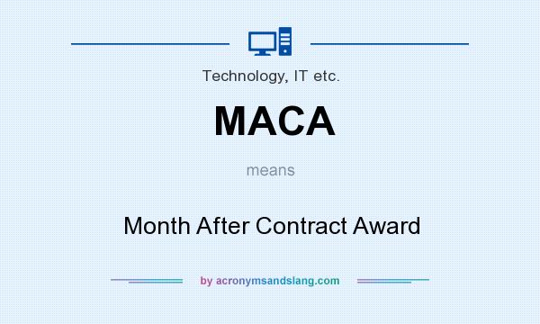 What does MACA mean? It stands for Month After Contract Award
