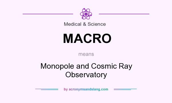 What does MACRO mean? It stands for Monopole and Cosmic Ray Observatory