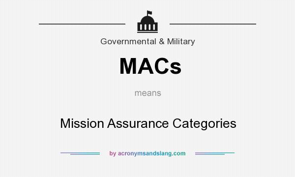 What does MACs mean? It stands for Mission Assurance Categories