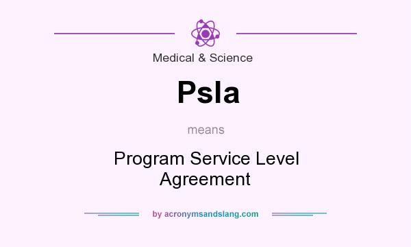 What does Psla mean? It stands for Program Service Level Agreement