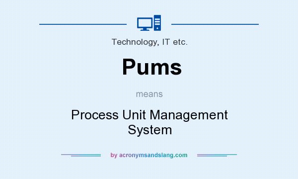 What does Pums mean? It stands for Process Unit Management System