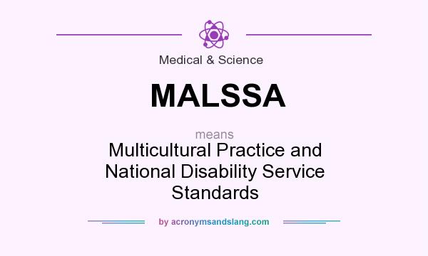 What does MALSSA mean? It stands for Multicultural Practice and National Disability Service Standards