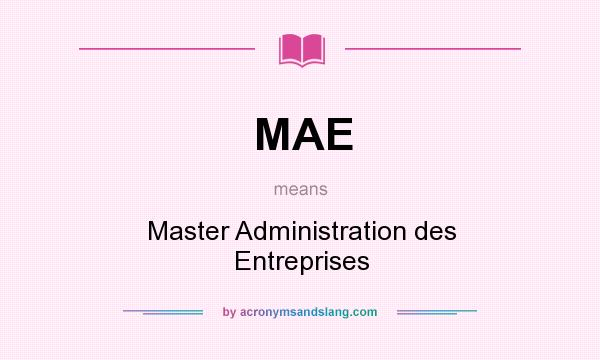 What does MAE mean? It stands for Master Administration des Entreprises