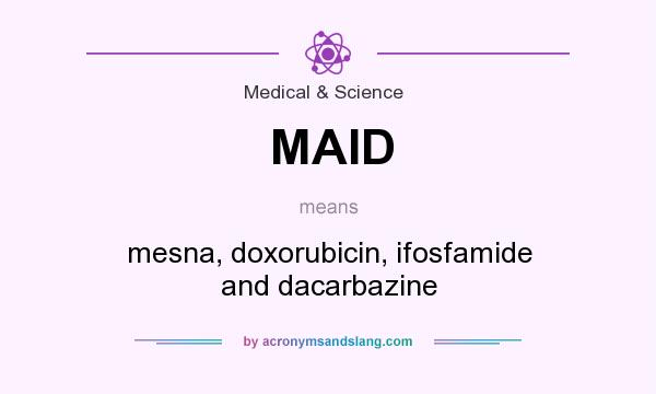 What does MAID mean? It stands for mesna, doxorubicin, ifosfamide and dacarbazine