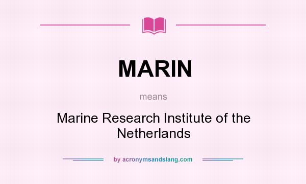 What does MARIN mean? It stands for Marine Research Institute of the Netherlands