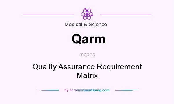 What does Qarm mean? It stands for Quality Assurance Requirement Matrix