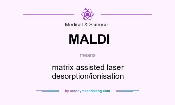 What does MALDI mean? It stands for matrix-assisted laser desorption/ionisation