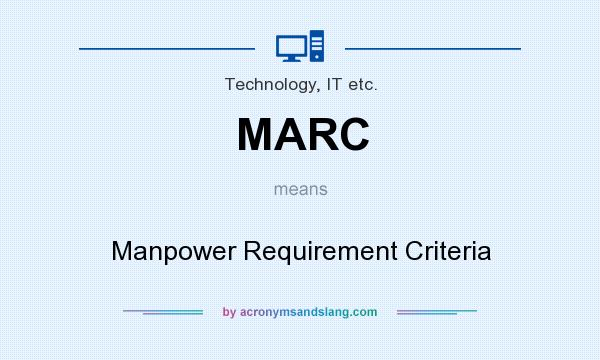 What does MARC mean? It stands for Manpower Requirement Criteria