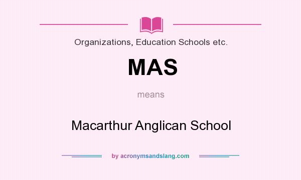 What does MAS mean? It stands for Macarthur Anglican School