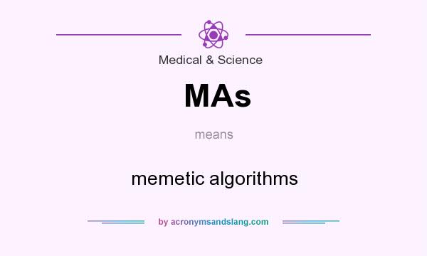 What does MAs mean? It stands for memetic algorithms