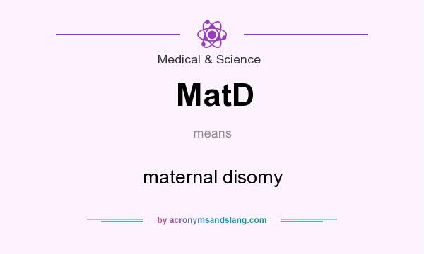 What does MatD mean? It stands for maternal disomy