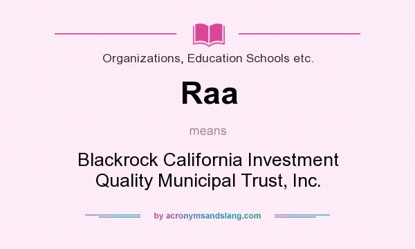 What does Raa mean? It stands for Blackrock California Investment Quality Municipal Trust, Inc.