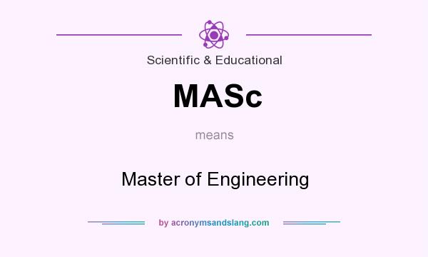 What does MASc mean? It stands for Master of Engineering