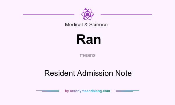 What does Ran mean? It stands for Resident Admission Note