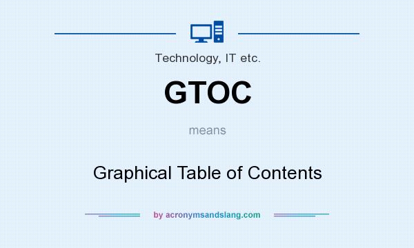 What does GTOC mean? It stands for Graphical Table of Contents