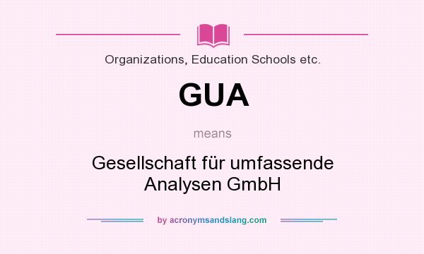 What does GUA mean? It stands for Gesellschaft für umfassende Analysen GmbH
