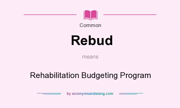 What does Rebud mean? It stands for Rehabilitation Budgeting Program