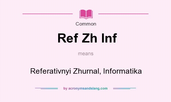 What does Ref Zh Inf mean? It stands for Referativnyi Zhurnal, Informatika