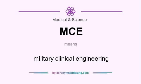 What does MCE mean? It stands for military clinical engineering